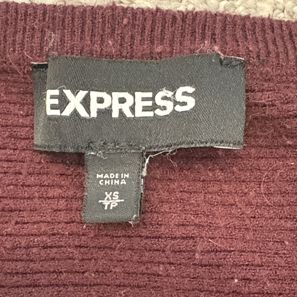 Express Deep Burgundy Crew Neck Sweater - Picture 2 of 3